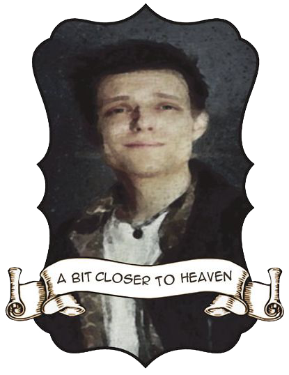 Portrait of Foster with an A Bit Closer to Heaven banner